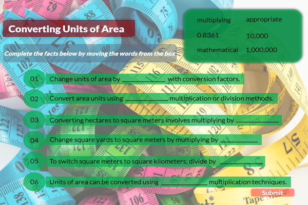 Converting Units of Area Interactive Presentation