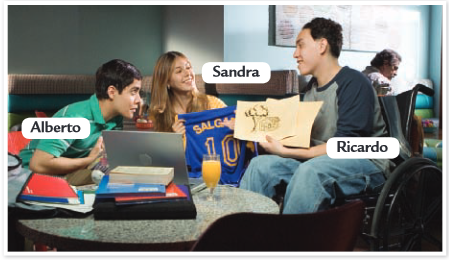 Young people talking.