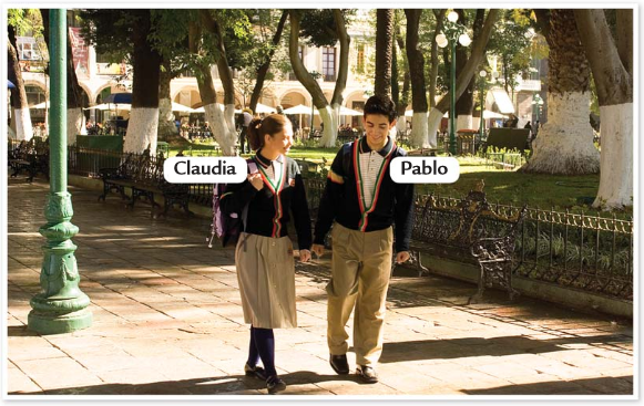 Young people talking.