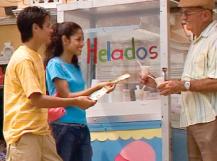 Friends buying ice cream.